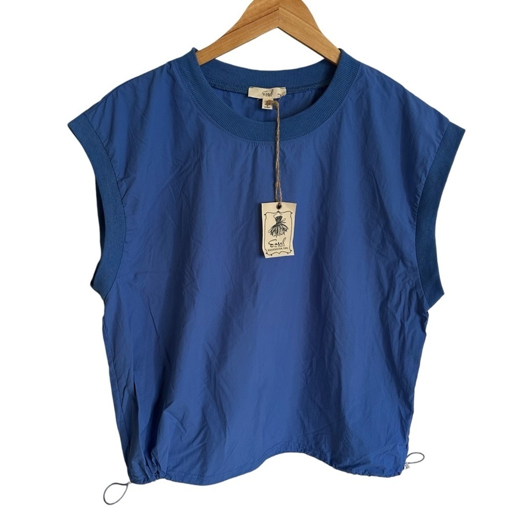 Easel Los Angeles size Small Blue Nylon Crewneck Pullover Vest Top Activewear